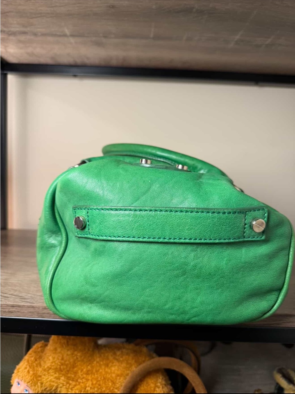 💯Auth! *RARE* VINTAGE! BALENCIAGA CITY WHISTLE BAG Green Leather Silver Hardware - Picture 8 of 16
